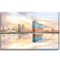 Preview: Leinwand 40 x 30 cm Keilrahmen Canvas-Leinen Aquarell Maritim Kunst Druck Kunstdruck Nordsee IHamburg Alster Elbphilharmonie - HH2